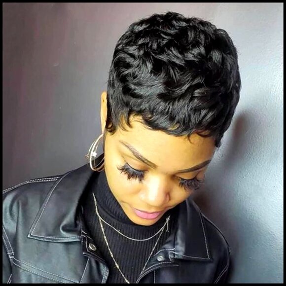 Short Pixie Cut Bob Wig Brazilian Human Hair Tangle Free Adjustable Cap